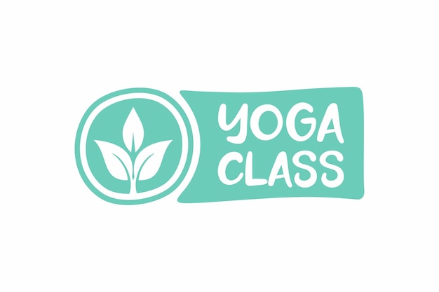 Étiquette de cours de yoga Logo du club de remise en forme vectoriel Étiquettes et éléments dessinés à la main pour le club de yoga naturel