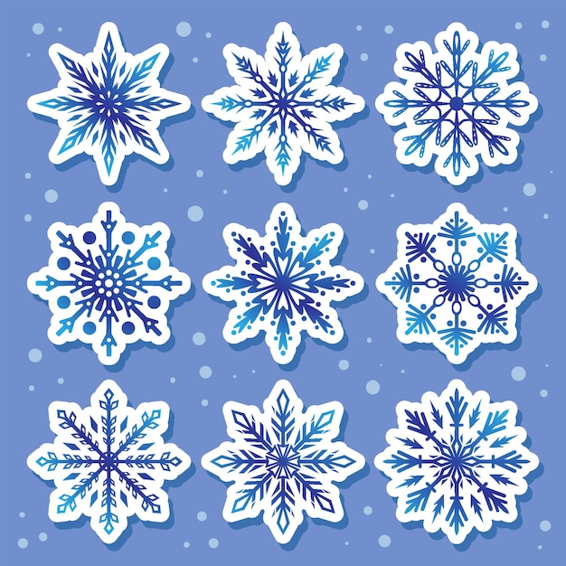 Étiquette de flocons de neige d'hiver