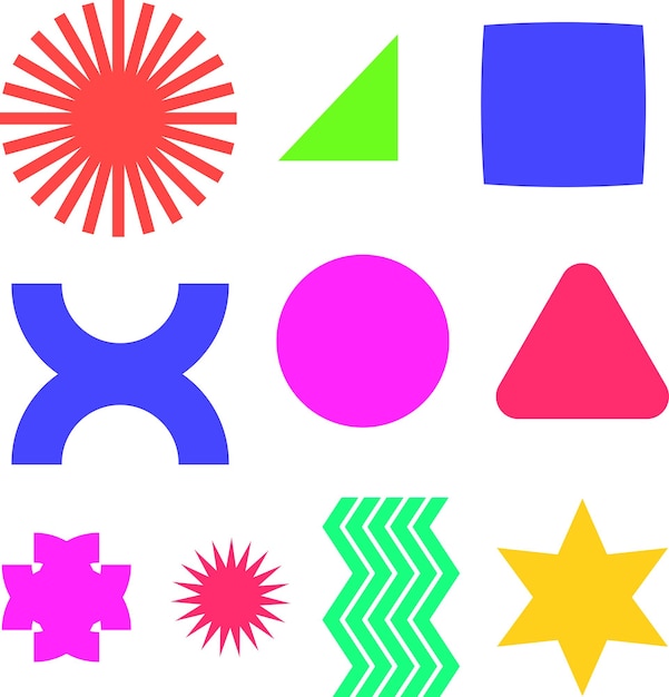 Étiquette à forme géométrique, jeu de cliparts plats rétro colorés