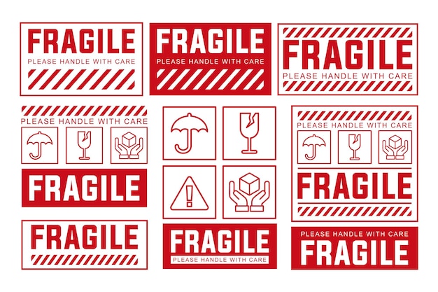 Étiquette fragile Sticker Set Insignes d'avertissement d'expédition imprimables pour la logistique de l'emballage