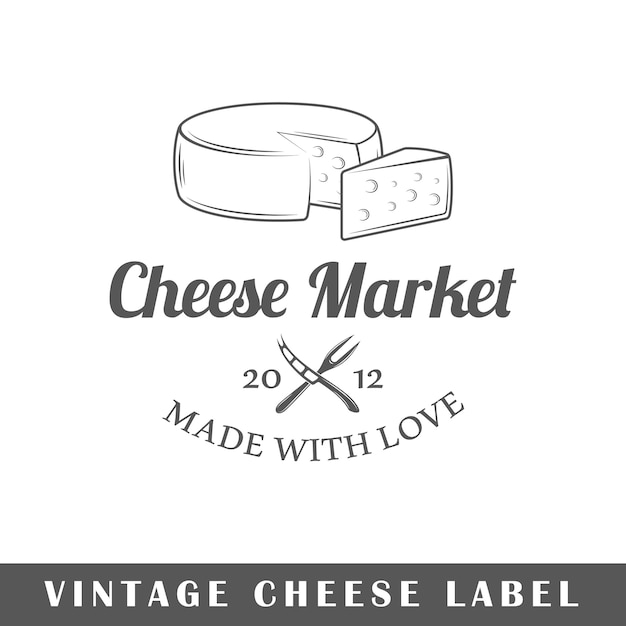 Étiquette de fromage isolé sur fond blanc. Élément de conception. Modèle de logo, signalisation, conception de marque.
