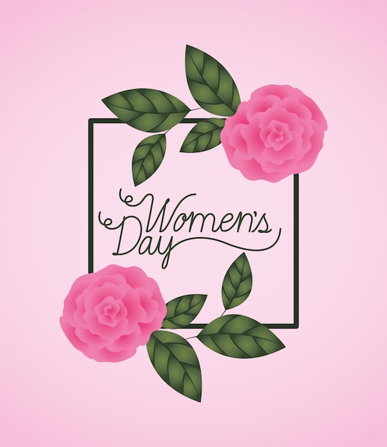 Etiquette jour des femmes avec des roses