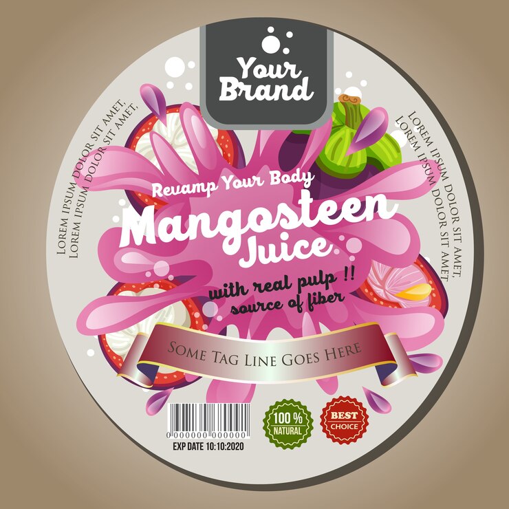 étiquette de jus de mangoustan autocollant