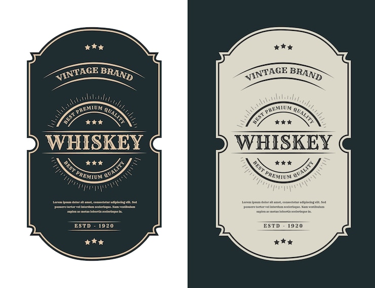 étiquette de logo de cadres de luxe vintage pour les étiquettes de bouteille d'alcool et de boissons de whisky de bière