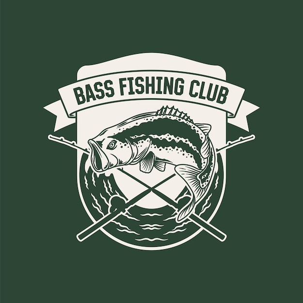Étiquette De Logo De Club De Pêche Vintage Dessiné à La Main