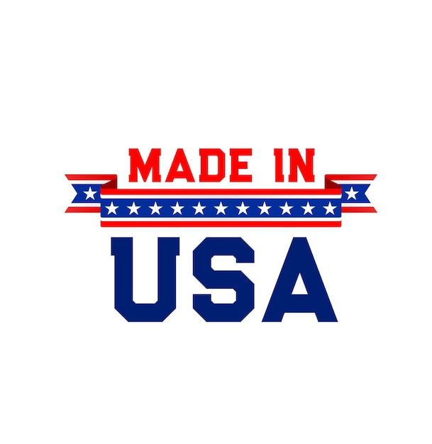 Étiquette Made In Usa Avec Ruban Du Drapeau Des états-unis