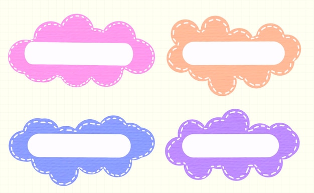 Vecteur Étiquette de nom d'étiquette de nuage kawaii mignon pour l'aquarelle peinte à la main d'enfant