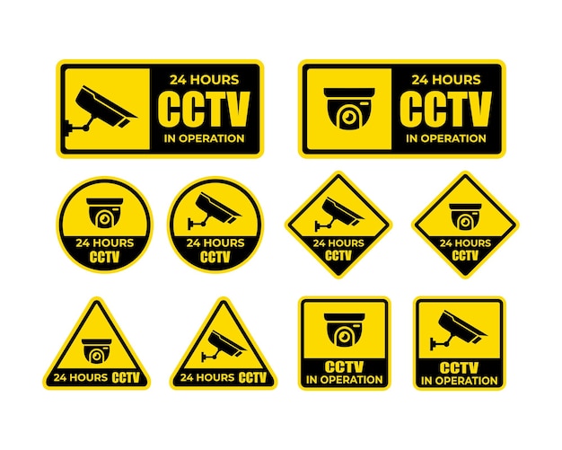 Étiquette De Panneau De Caméra Cctv Vectorielle