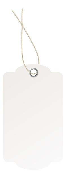 Vecteur Étiquette en papier blanc sur ficelle étiquette de bagage réaliste