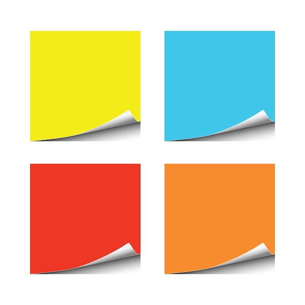 Étiquette en papier avec illustration vectorielle d'angle bouclé Étiquette feuille de page blanche avec bord roulé incurvé