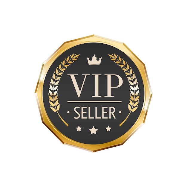 Étiquette premium brillante insigne doré du vendeur VIP