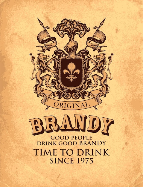 étiquette rétro pour le brandy