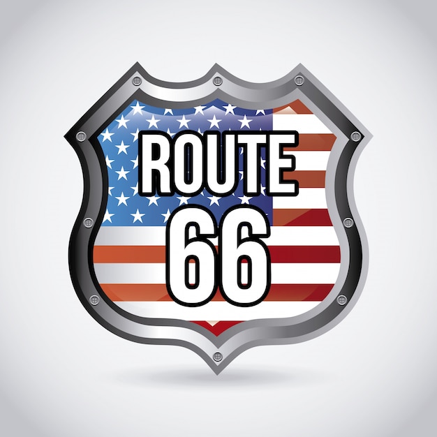 Étiquette De Route 66 Sur Illustration Vectorielle Fond Gris