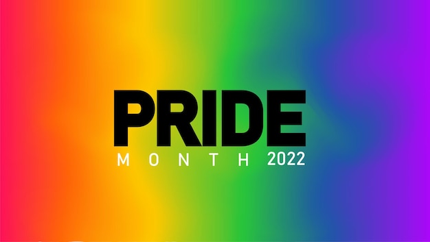 Étiquette de texte de fierté du mois de fierté lgbtq sur fond arc-en-ciel flou droits de l'homme ou concept de diversité l