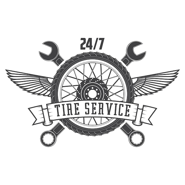 Étiquette Vintage De Service De Pneus Modèle De Logo Illustration Vectorielle