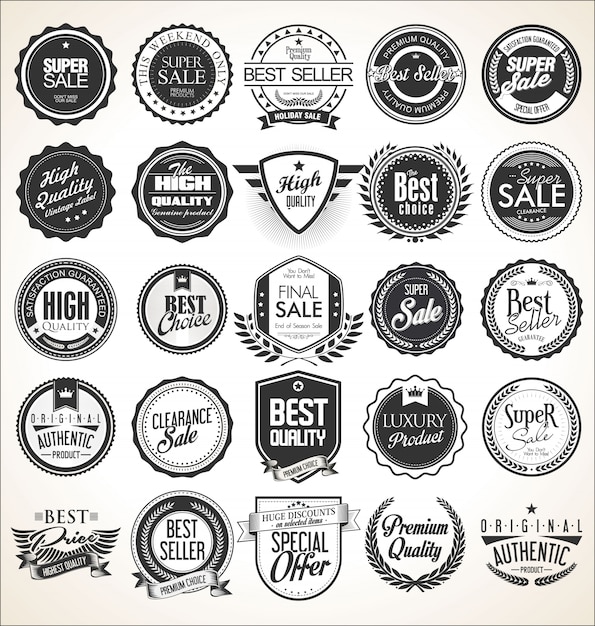 Étiquettes Et Badges Vintage Rétro