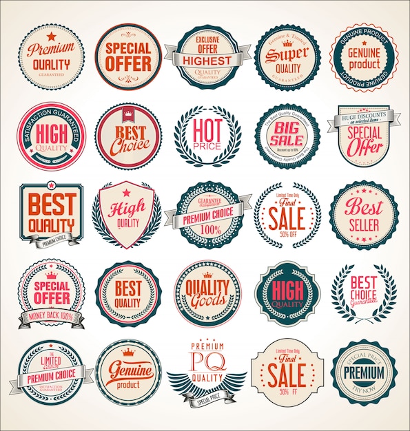 Étiquettes Et Badges Vintage Rétro