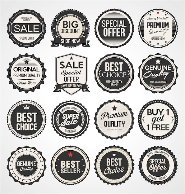 Étiquettes et badges vintage rétro