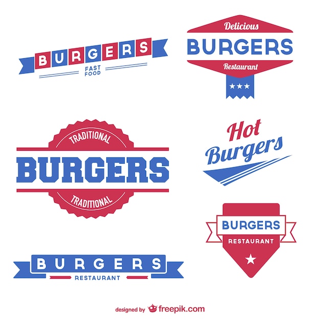 Étiquettes Burger Vector Set Téléchargement Gratuit
