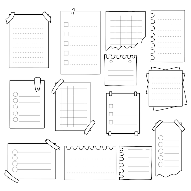 Étiquettes de cahier Feuilles de griffonnage de cahiers papier rappels feuilles de mémoire notes pages