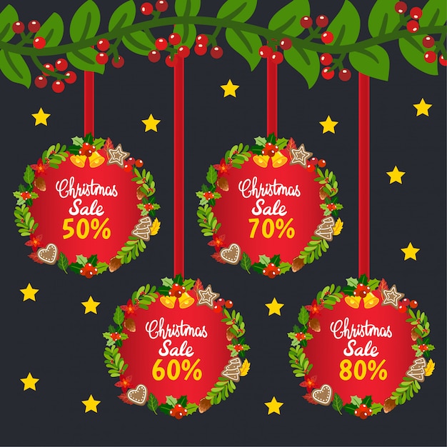 Vecteur Étiquettes et coupons de vente de noël.