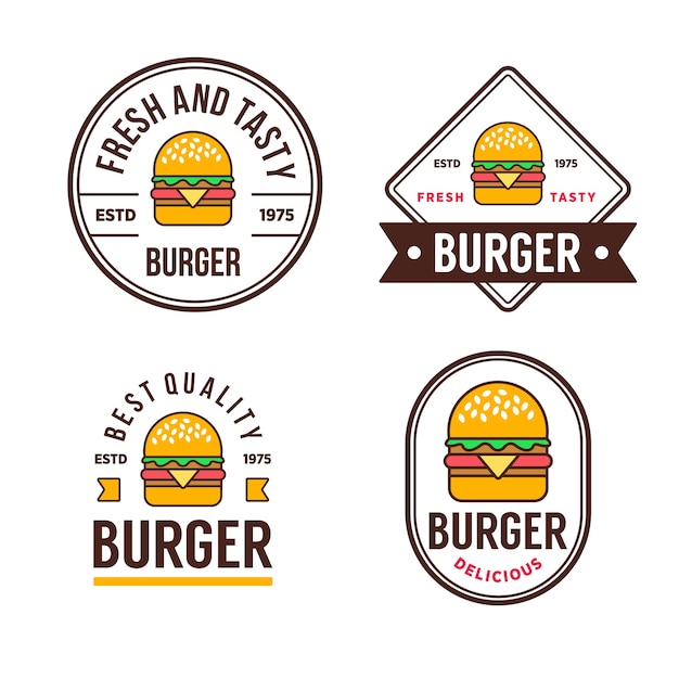 Vecteur Étiquettes et logo pour boutique de burger.