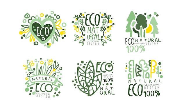 Étiquettes et logos écologiques naturels Set vectoriel de conception originale