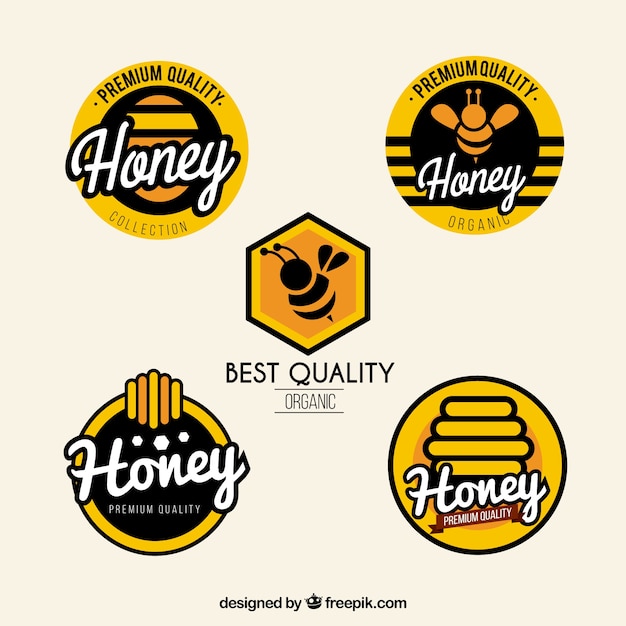 Vecteur Étiquettes de miel modernes mis