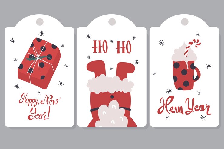 Vecteur étiquettes de noël pour illustration de cadeaux
