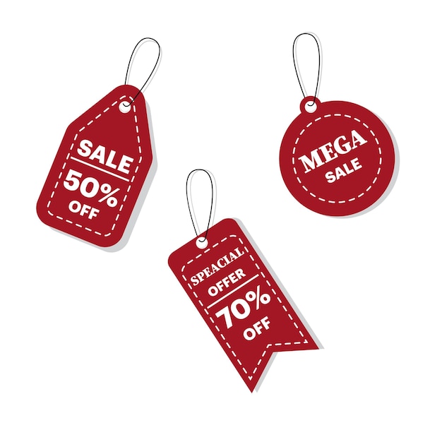 Étiquettes de prix rouges collection offre spéciale shopping discount étiquette illustration vectorielle