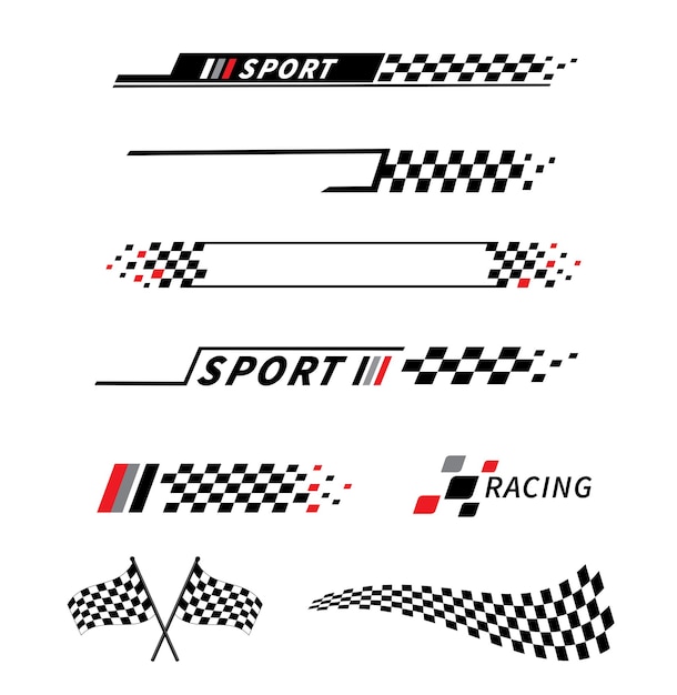 Étiquettes à rayures pour voitures de sport Drapeau de course Drapeau à carreaux Streeps de course Étiquetes pour voitures
