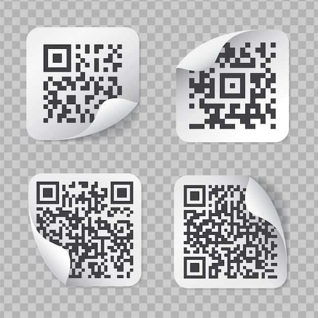 Étiquettes Réalistes Avec Code Qr Isolés Sur Fond Transparent