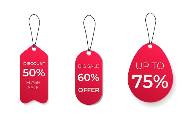 Étiquettes de vente de prix rouges au design plat