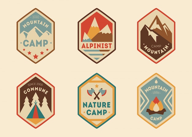 Étiquettes Vintage De Montagne, Badges