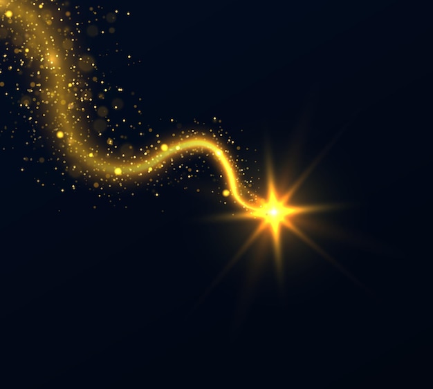Vecteur Étoile brillante. la lumière rougeoyante dorée explose sur un fond transparent.