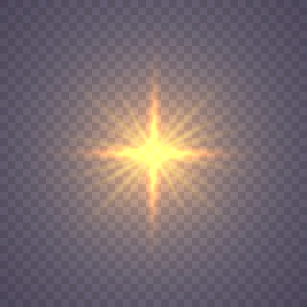 Étoile brillante, les particules de soleil et les étincelles avec un effet de surbrillance