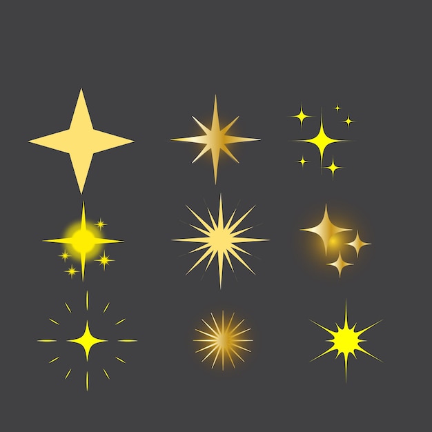 Étoile dorée sous différents angles Étoiles métalliques réalistes isolées élément de design de Noël