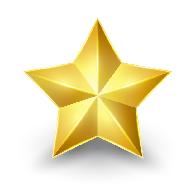Étoile d&#39;or brillant. Forme du premier pour la conception sur fond blanc.