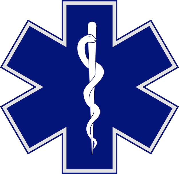 Vecteur l'étoile de la vie logo médical logo de l'ambulance panneau de la pharmacie panneau médical symbole médical l'étoille de la vie bleu