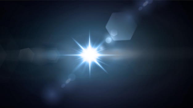 Étoiles au néon brillant isolés sur fond noir. Effets, lumière parasite, éclat, explosion, néon, ensemble. Étoiles brillantes, beaux rayons bleus.
