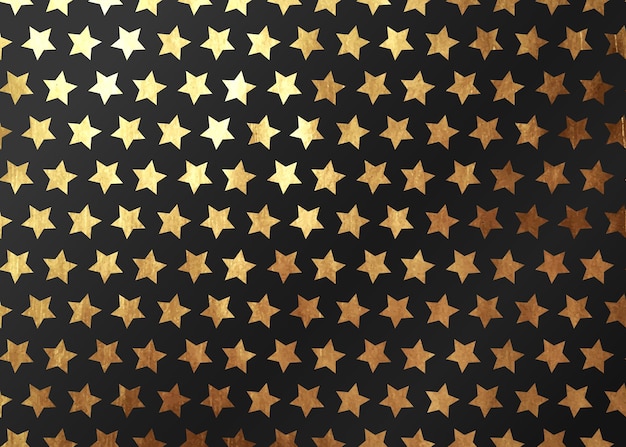 Étoiles dorées vectorielles à motif sans couture sur fond noir.