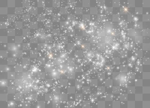 Étoiles à effet de lueur lumineuse Le vecteur scintille sur fond transparent Motif abstrait de Noël Particules de poussière magiques étincelantes