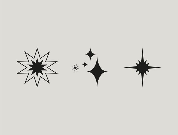 étoiles élégant minimaliste dessin à la main ensemble d'éléments