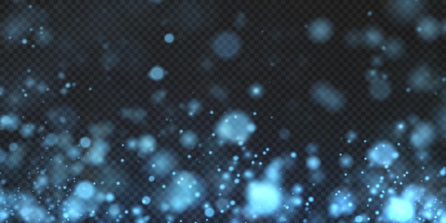 Étoiles étincelantes bleues de poussière scintillantes bleues sur un fond transparentTexture scintillante de Noël.