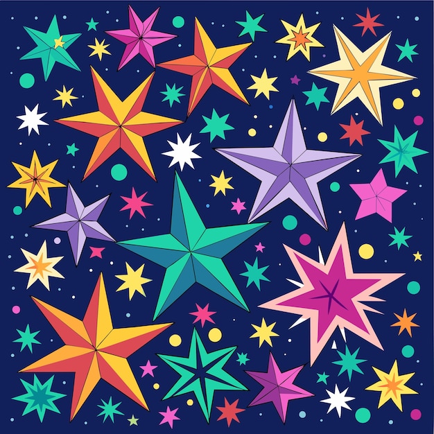 Étoiles étincelantes Motif D'illustration Vectorielle Griffonné