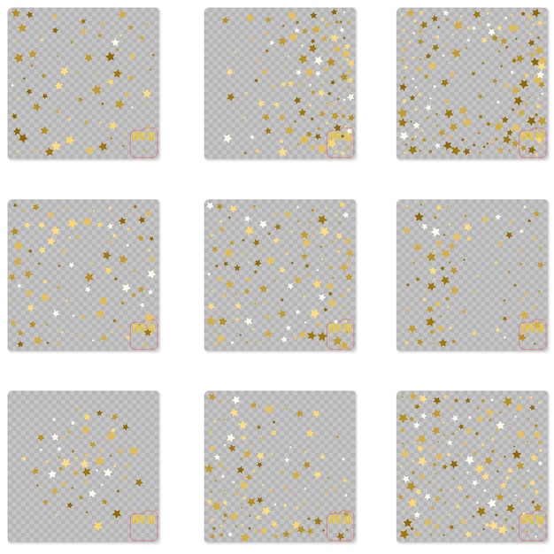 Étoiles Filantes Dorées Sur Fond Blanc Ensemble D'illustration Vectorielle