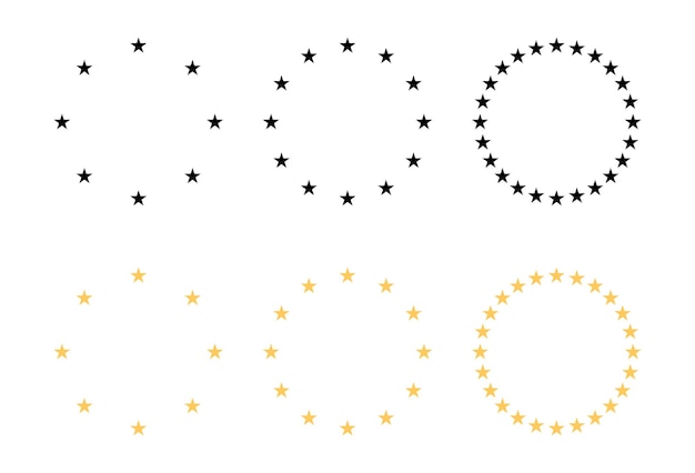 Étoiles en icône de cercle en noir et jaune Étoiles de l'illustration vectorielle de l'Union européenne