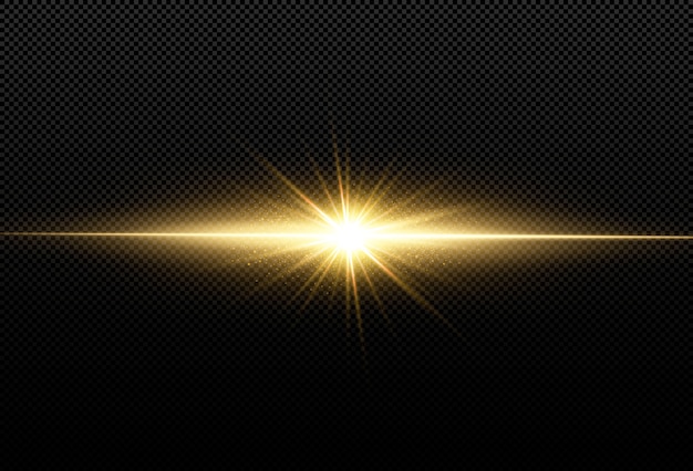 Étoiles d'or brillantes isolés sur fond noir. Effets, reflets, éclat, explosion, lumière dorée, ensemble. Étoiles brillantes, beaux rayons dorés. .