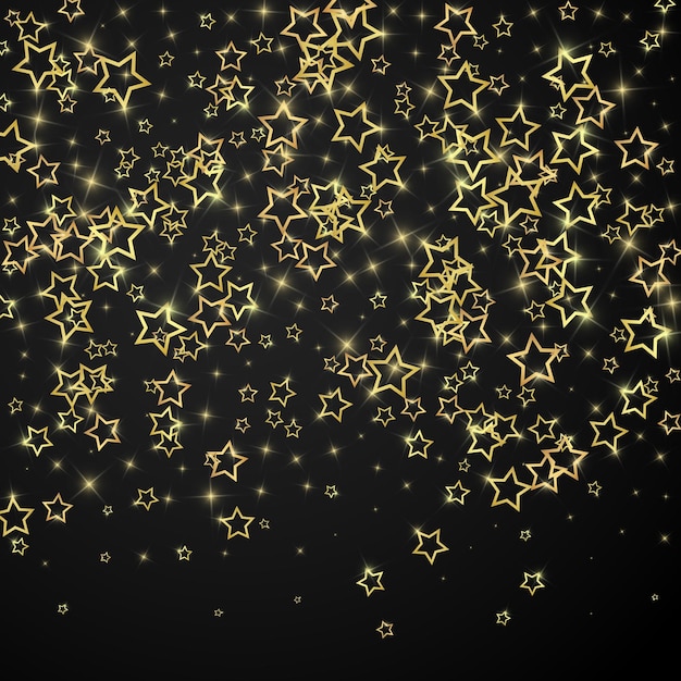 Étoiles scintillantes dispersées volant au hasard