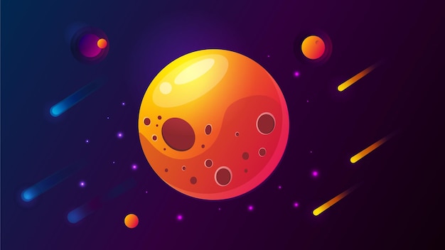 Étoiles spatiales comètes constellations de météores et arrière-plan de la planète Surface de la planète avec des étoiles de cratères et des comètes dans un astéroïde de l'espace sombre inadapté à la vie pas de vols interplanétaires dans l'atmosphère
